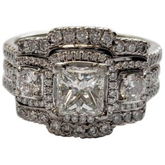 Simon G GIA Princess-Cut Engagement Ring with Halo and Bespoke Diamond Jacket