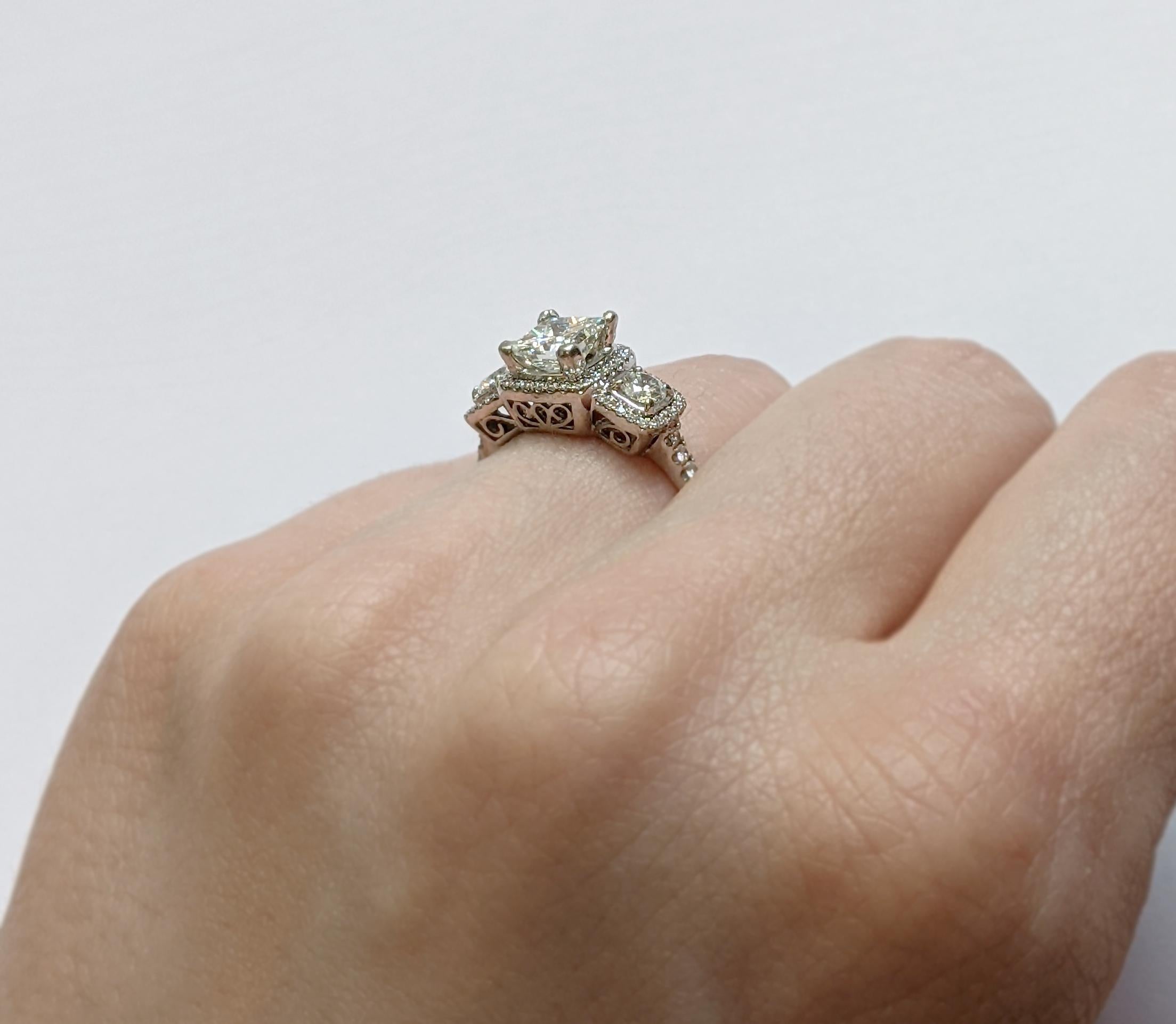 Simon G GIA Princess-Cut Engagement Ring with Halo and Bespoke Diamond Jacket 2