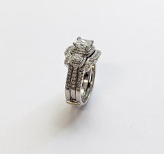 Simon G GIA Princess-Cut Engagement Ring with Halo and Bespoke Diamond Jacket