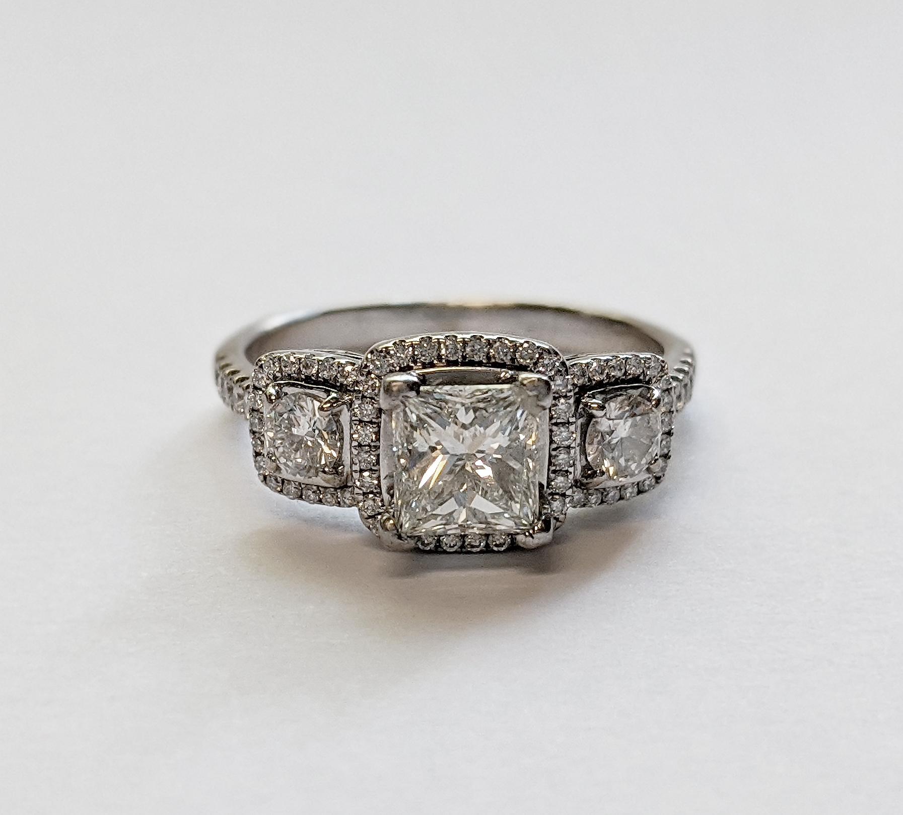 Princess Cut Simon G GIA Princess-Cut Engagement Ring with Halo and Bespoke Diamond Jacket