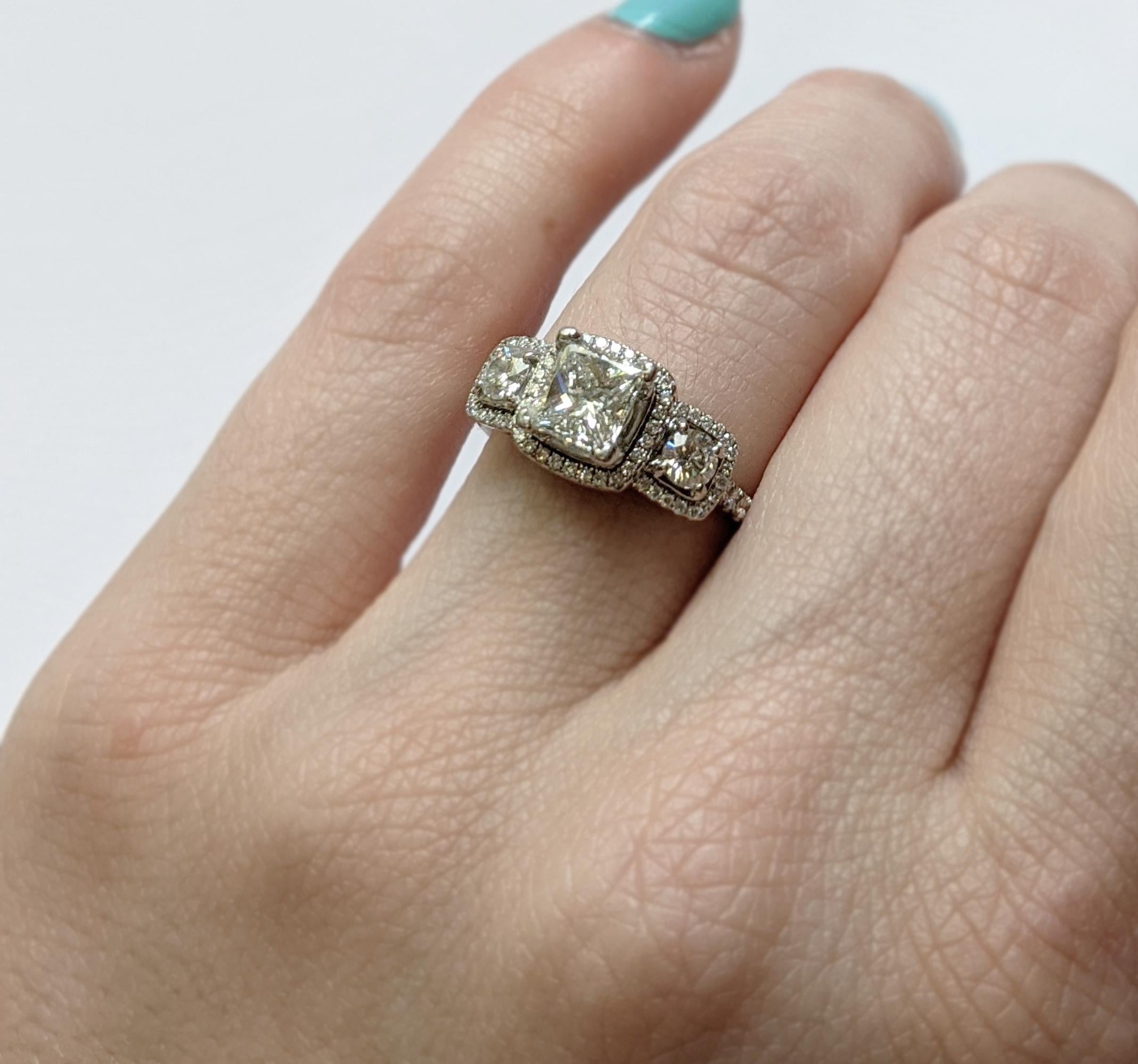 Simon G GIA Princess-Cut Engagement Ring with Halo and Bespoke Diamond Jacket 1