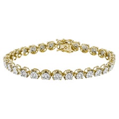 Simon G. Lb2190 18K Yellow Gold Diamond Cluster Tennis Bracelet
