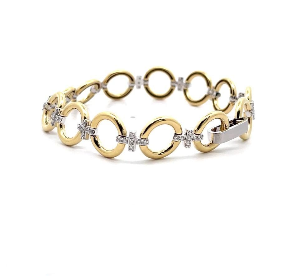 Contemporain A. Simon LB2600 Bracelet à maillons en or bicolore 18K avec diamants en vente