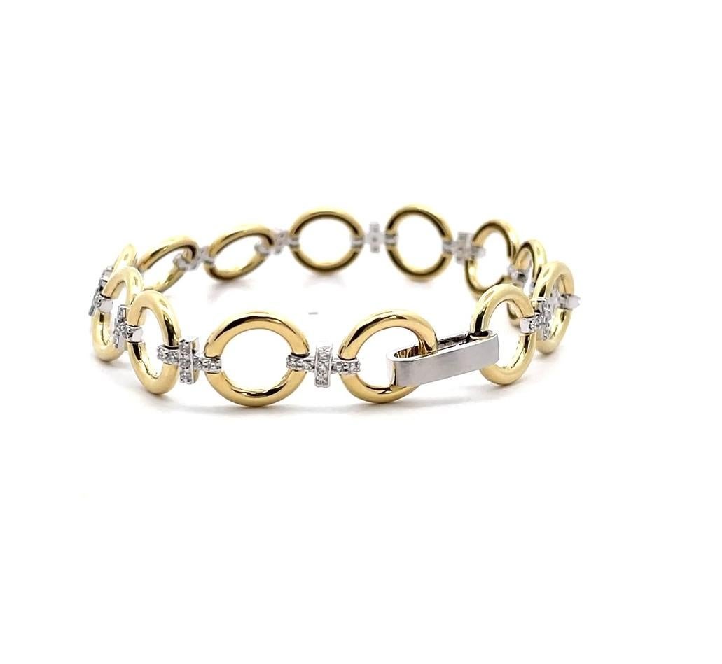 Taille ronde A. Simon LB2600 Bracelet à maillons en or bicolore 18K avec diamants en vente