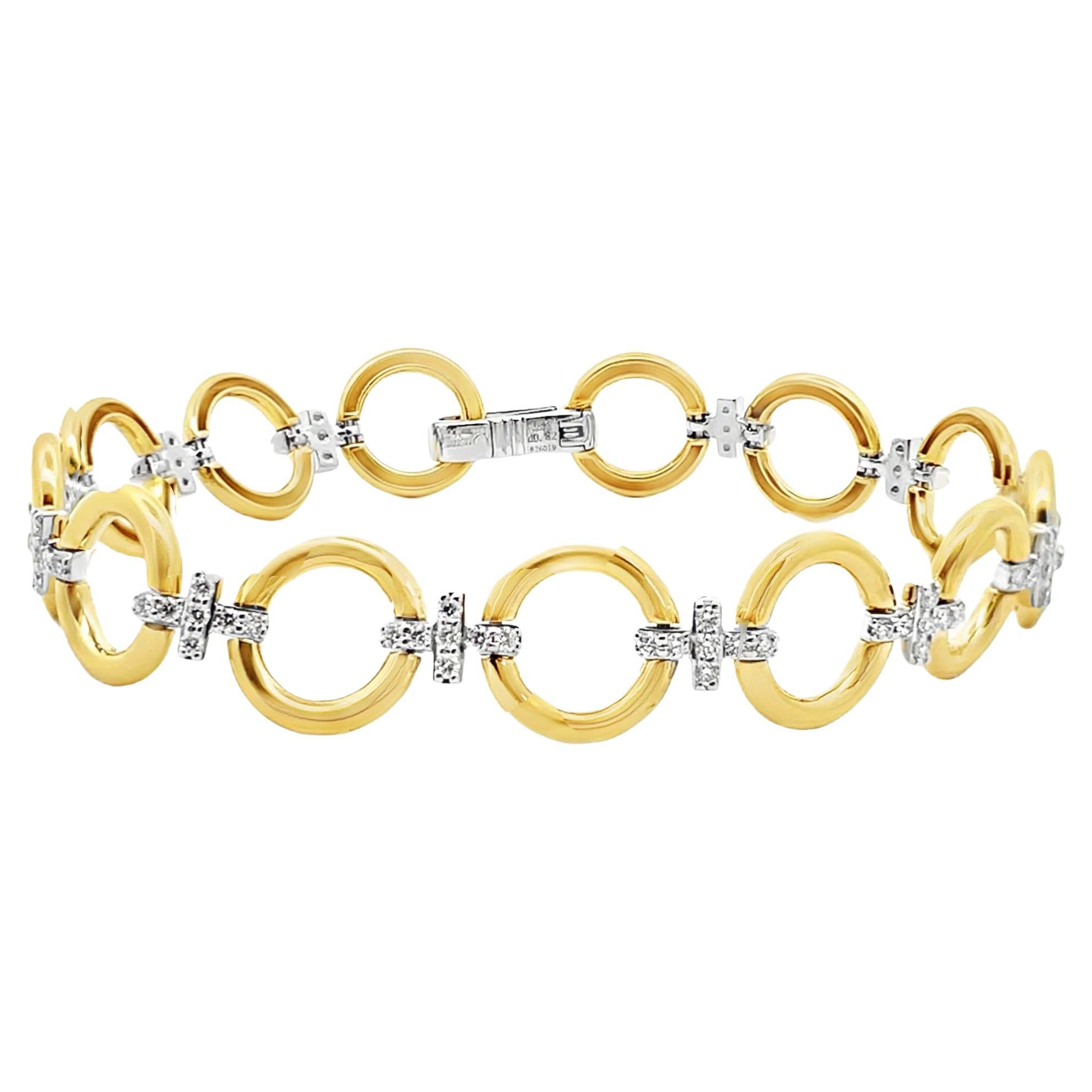 A. Simon LB2600 Bracelet à maillons en or bicolore 18K avec diamants en vente