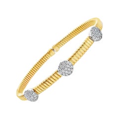 Simon G. LB2759 18K Two Tone Gold Bangle Bracelet with 3 Stations of Diamonds