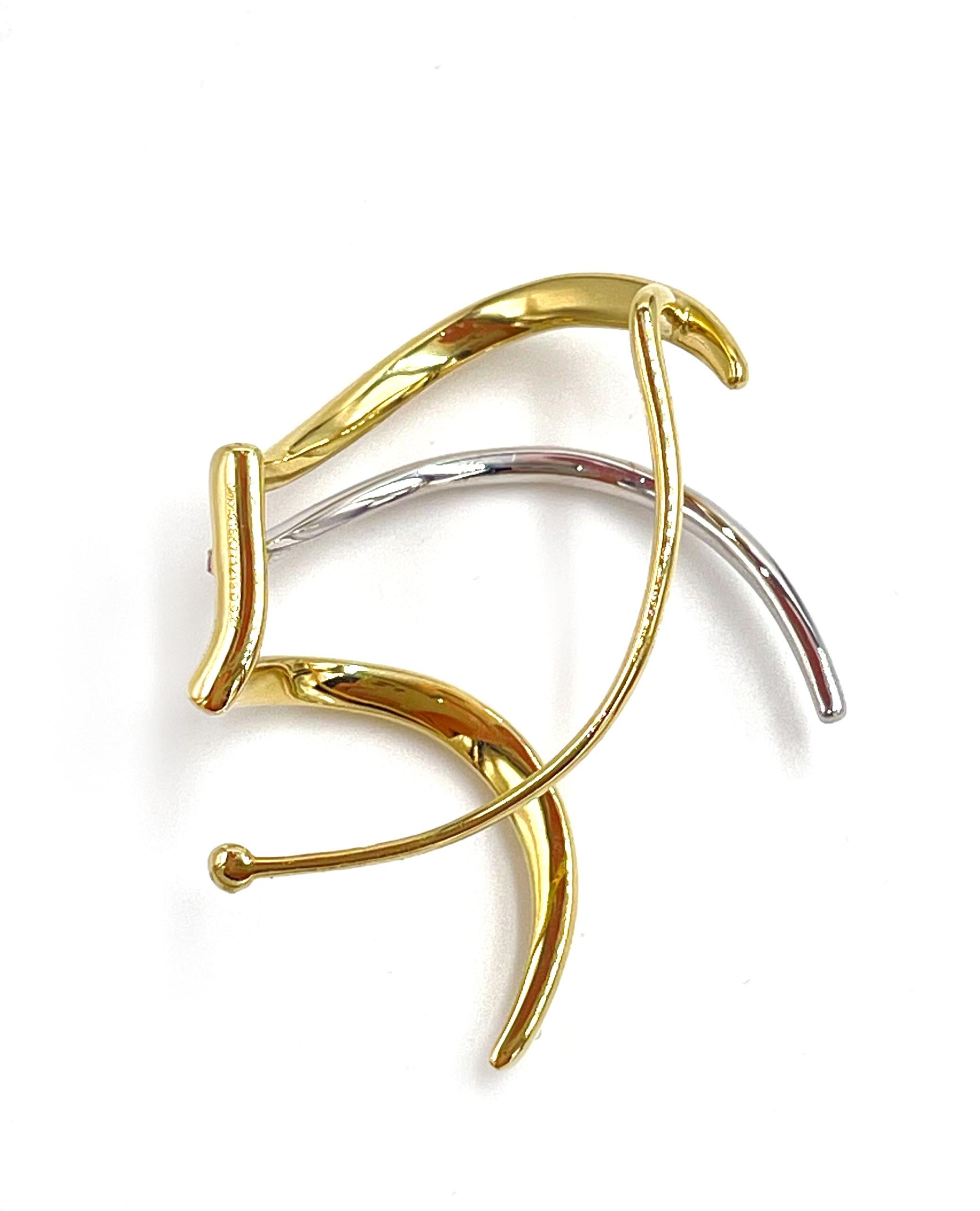 Contemporary Simon G. LE2330 18K Yellow and White Gold Earring Cuff For Sale