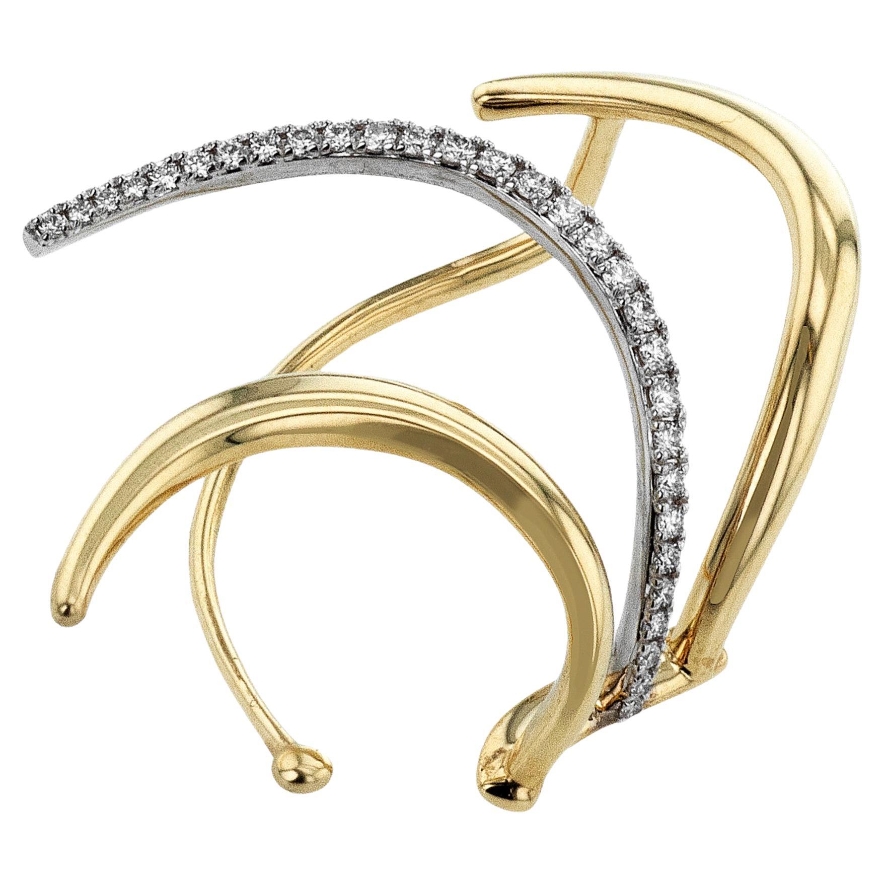 Simon G. LE2330 18K Yellow and White Gold Earring Cuff For Sale