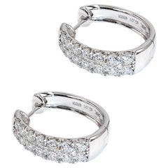 Simon G. LE4391 Natural Diamond Pave Hoop Earrings in 18K White Gold