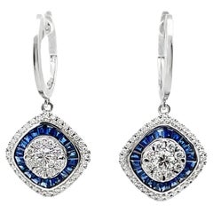 A. Simon LE4799 Orecchini a goccia in oro bianco 18 carati con zaffiro e diamante