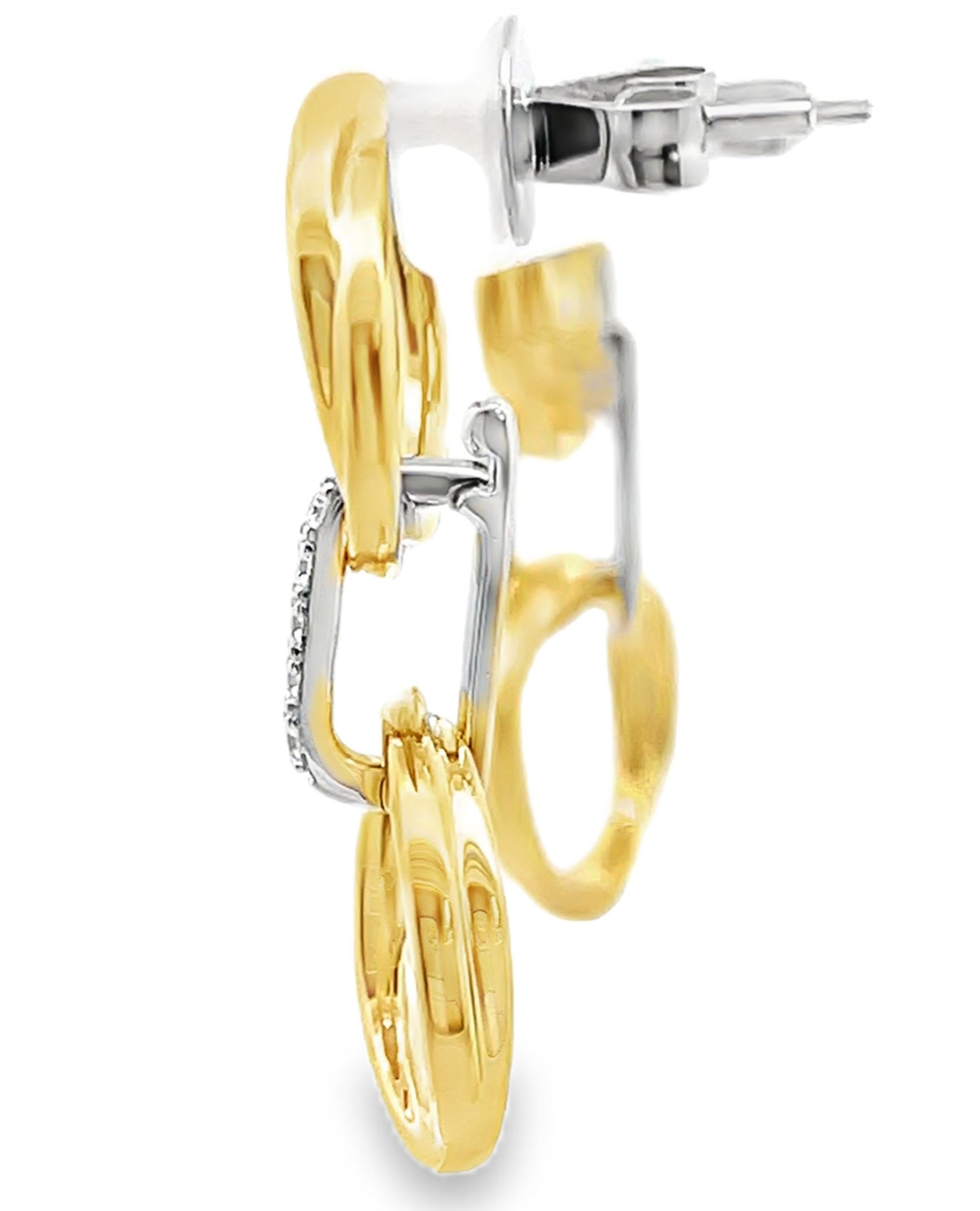 Simon G. LE4898 Ohrringe aus 18 Karat Gelb- und Weißgold mit 10 runden Diamanten von insgesamt 0,11 Karat.