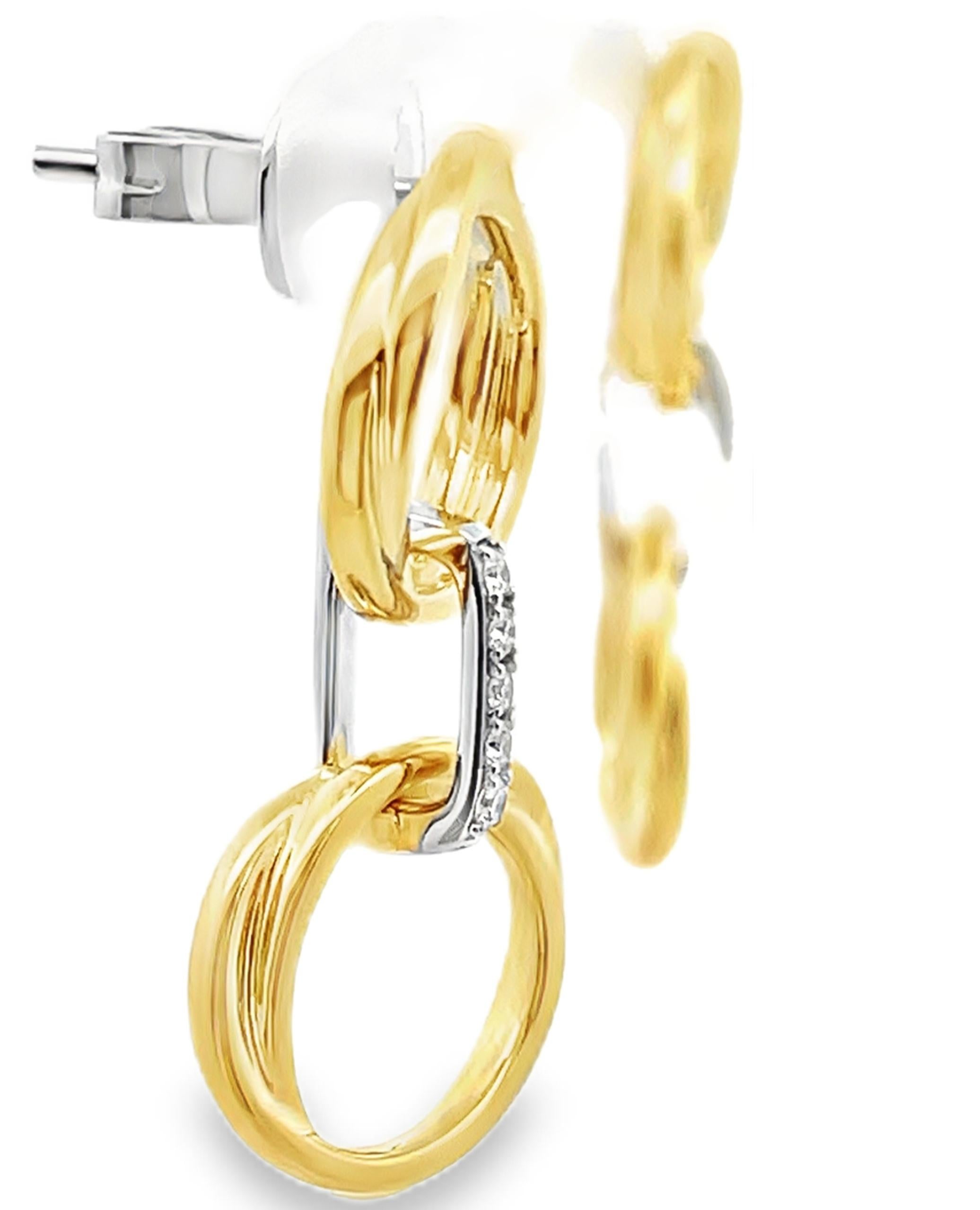 Simon G. LE4898 18K Zweifarbiges Gold Diamant-Baumel-Ohrringe (Zeitgenössisch) im Angebot