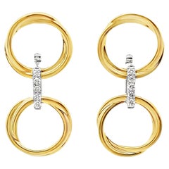 Simon G. LE4898 Pendientes Colgantes de Diamantes de Oro de Dos Tonos de 18 K