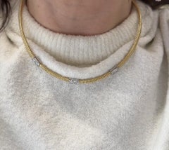 Simon G. LN4051-Y Collar de oro de 18 quilates bicolor con 3 estaciones y diamantes de 0,51 quilates