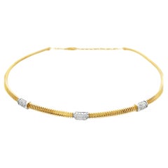 Simon G. LN4051-Y Collar de oro de 18 quilates bicolor con 3 estaciones y diamantes de 0,51 quilates