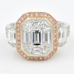 Simon G LP2061 3.56 Ct. Mosaic Diamond Ring Pink in 18k White and Rose Gold