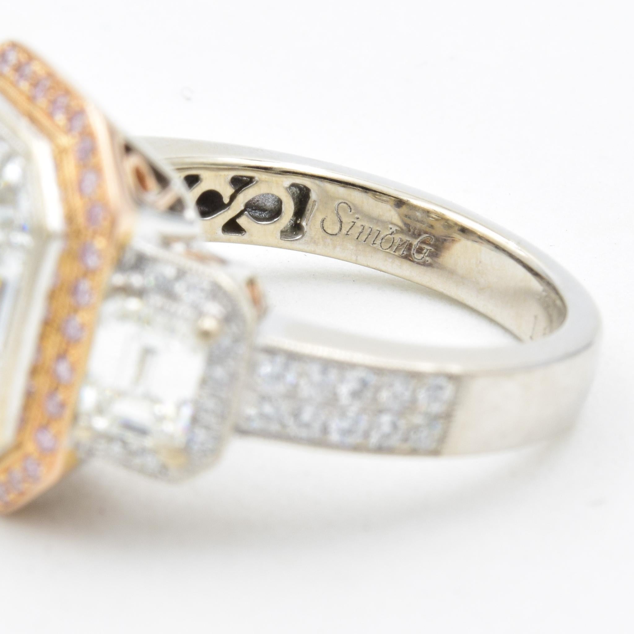 Women's Simon G LP2061 3.56 Ct. Mosaic Diamond Ring Pink in 18k White and Rose Gold