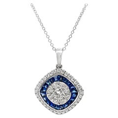 Simon G LP4799 18K White Gold Sapphire & Diamond Sliding Pendant Necklace