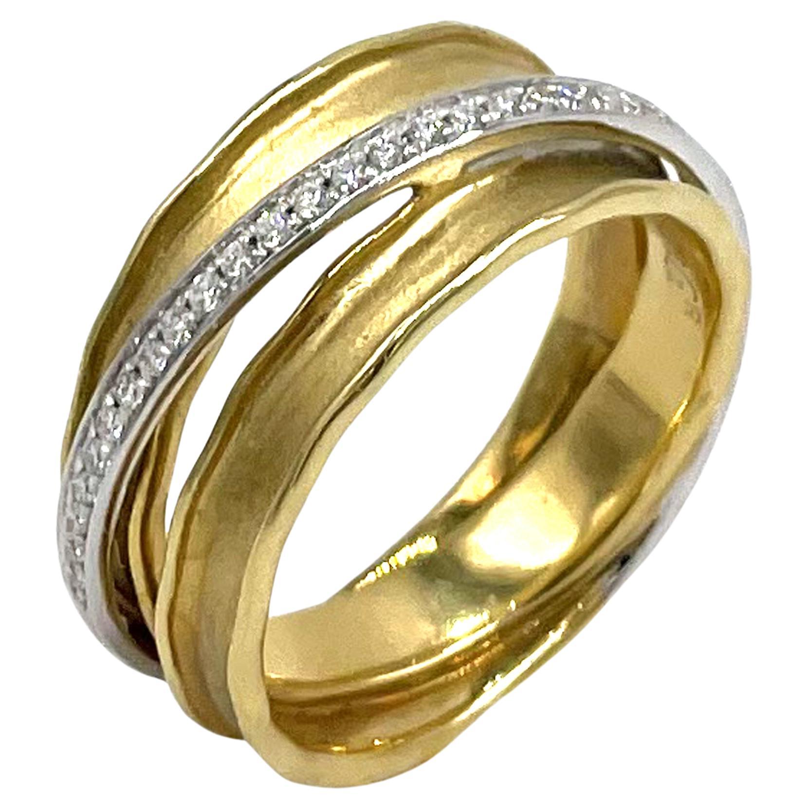 Simon G. LR2576 Diamant gewebter Ring - 18K Gelbgold