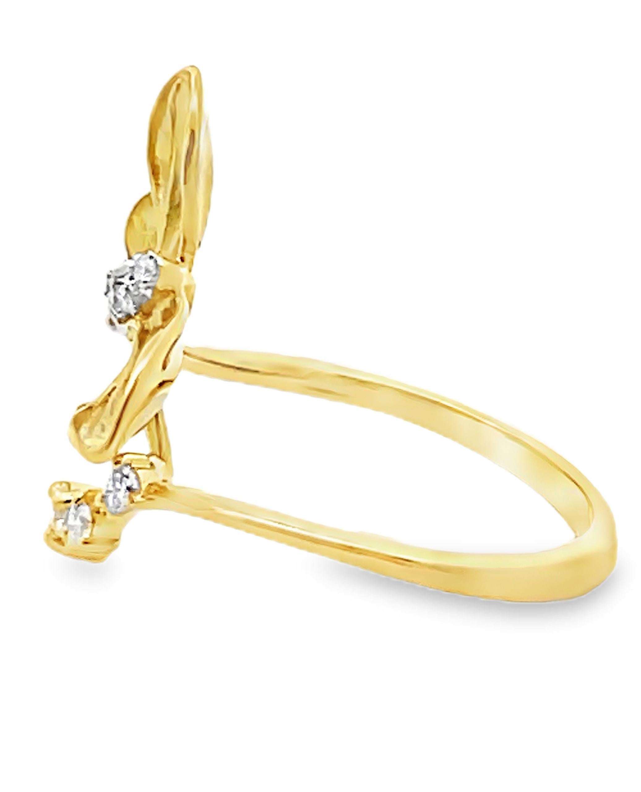 Simon G. LR2767 Anillo Bypass Mariposa con Diamantes Contemporáneo en venta