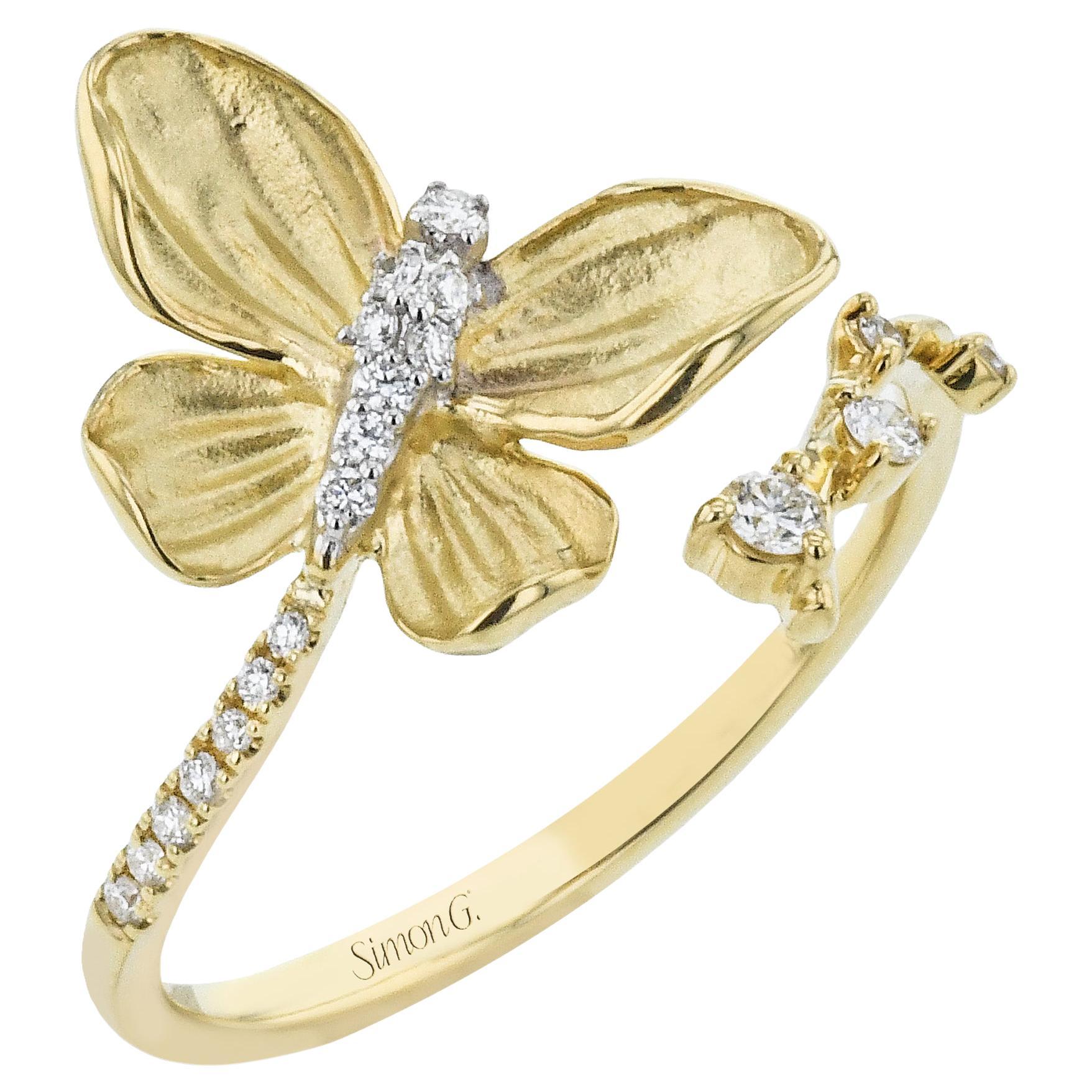 Simon G. LR2767 Anillo Bypass Mariposa con Diamantes en venta