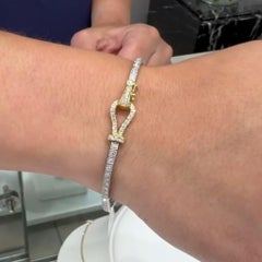 Simon G MB1733-Y Pulsera de tenis de oro de 18 quilates bicolor con diamantes y hebilla cónica