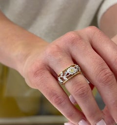 Simon G. MR1000 Anillo Floral de Diamantes Blancos y Amarillos de Oro Bicolor de 18 K