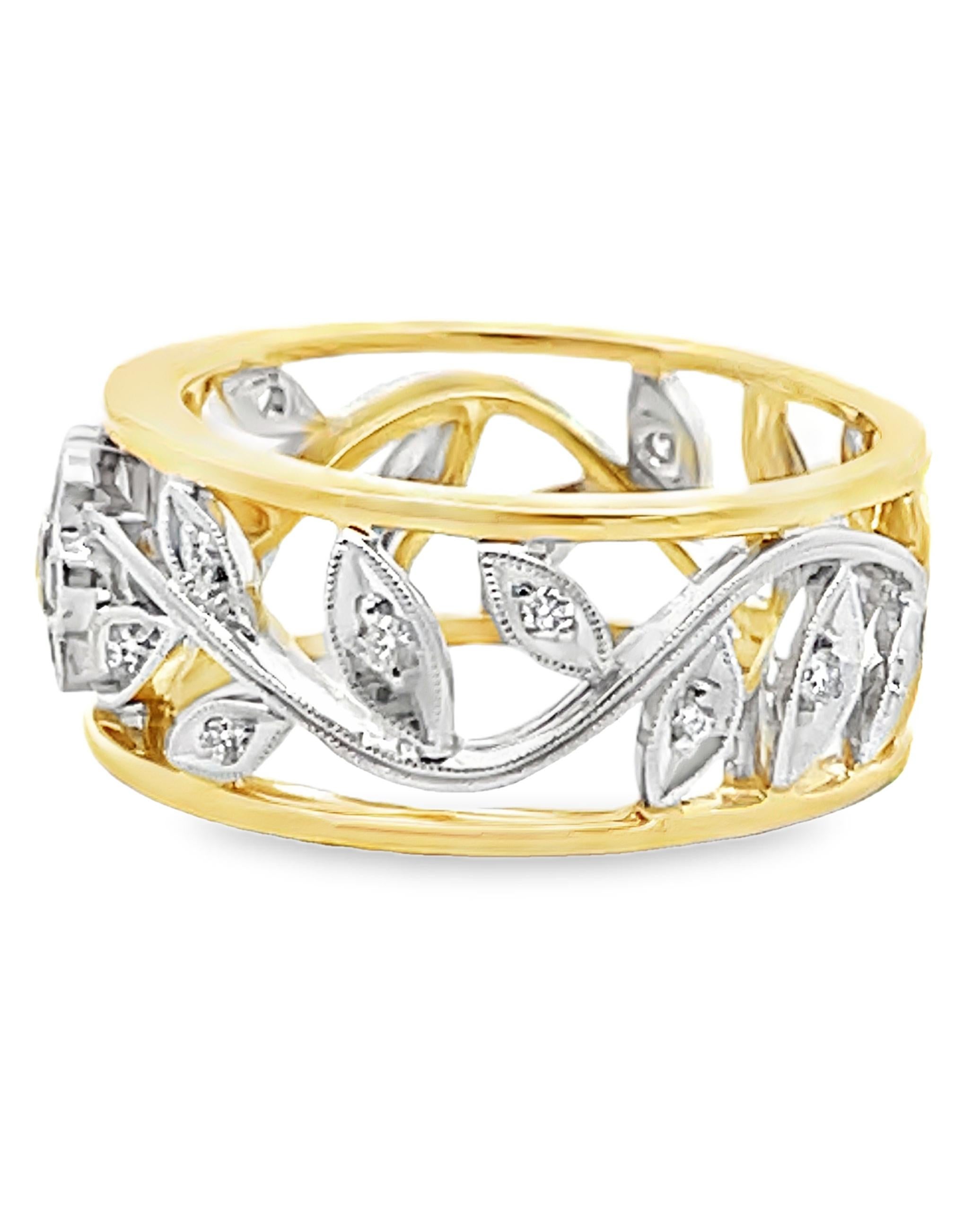 Simon G. MR1000 18K zweifarbiger Goldring mit weißem und gelbem Diamanten in Blumenform (Zeitgenössisch) im Angebot