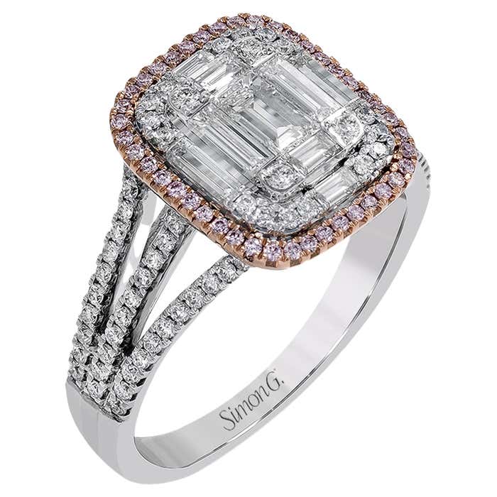 Simon G Sign Simon G. MR2627 18K White and Rose Gold Pink Diamond