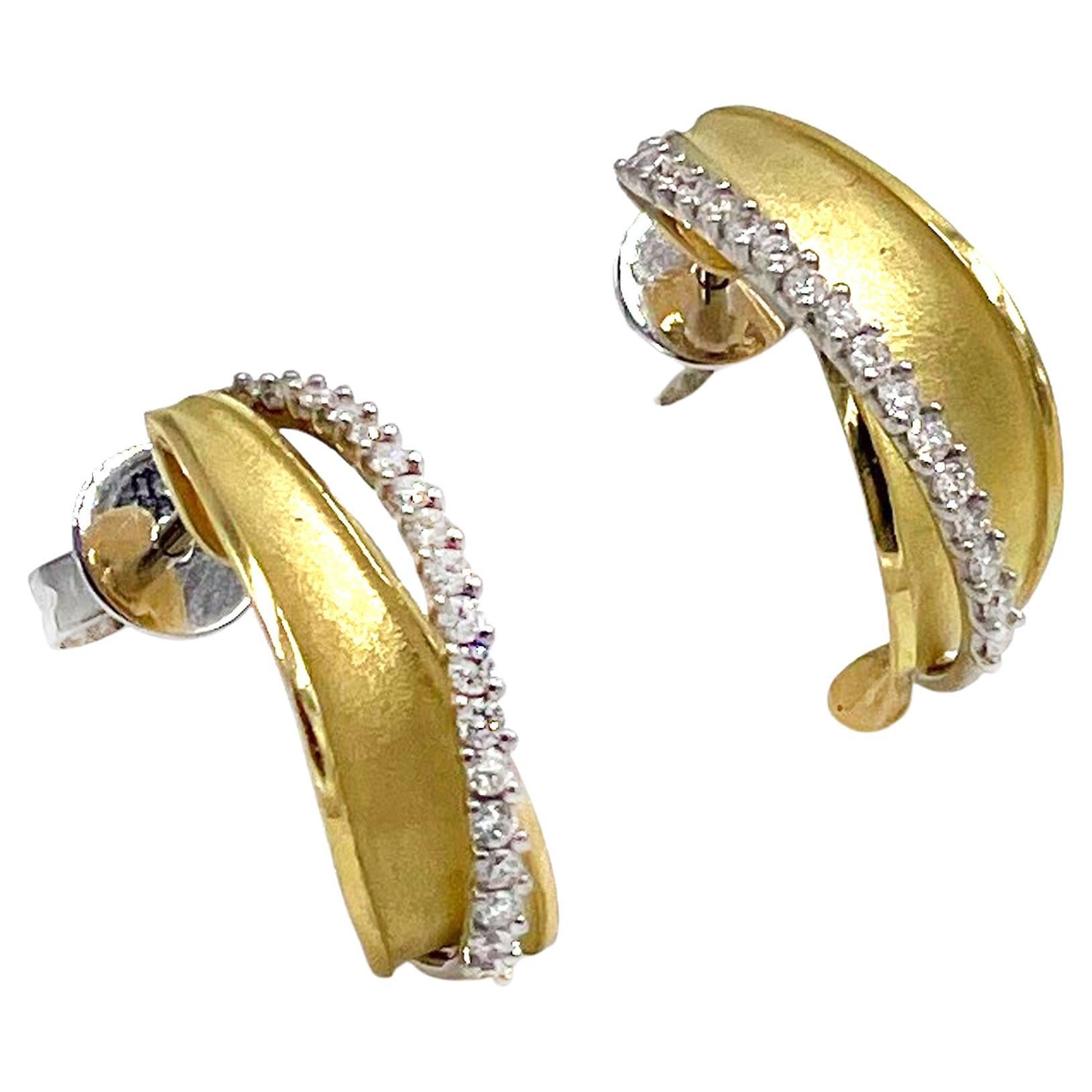 Simon G. NE188 18K Yellow and White Gold Earrings with 0.27 Carat Diamonds For Sale