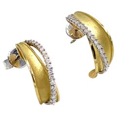 Simon G. NE188 Boucles d'oreilles en or jaune et blanc 18 carats avec diamants de 0,27 carat