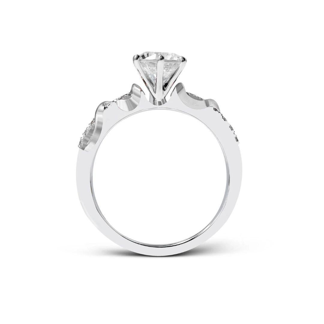 Round Cut Simon G Open Filigree Engagement Mounting For Sale