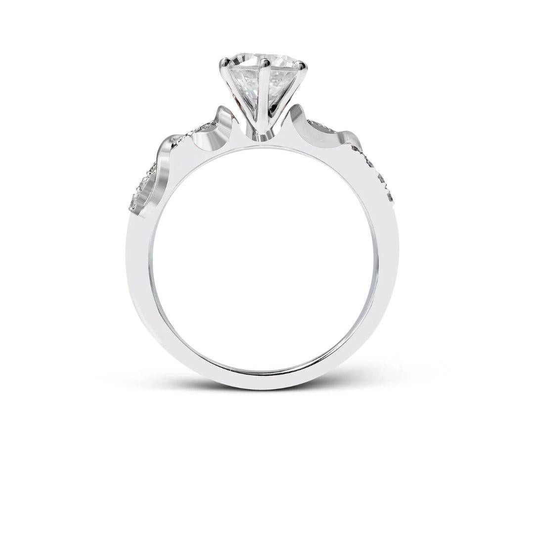 Round Cut Simon G Open Filigree Engagement Mounting For Sale