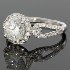 Simon G Platinum 2.04 Carat Round Diamond Passion Halo Engagement Ring
