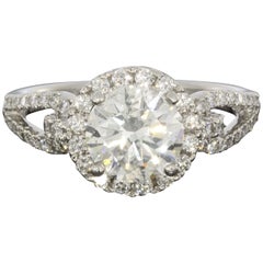 Simon G Platinum 2.04 Carat Round Diamond Passion Halo Engagement Ring