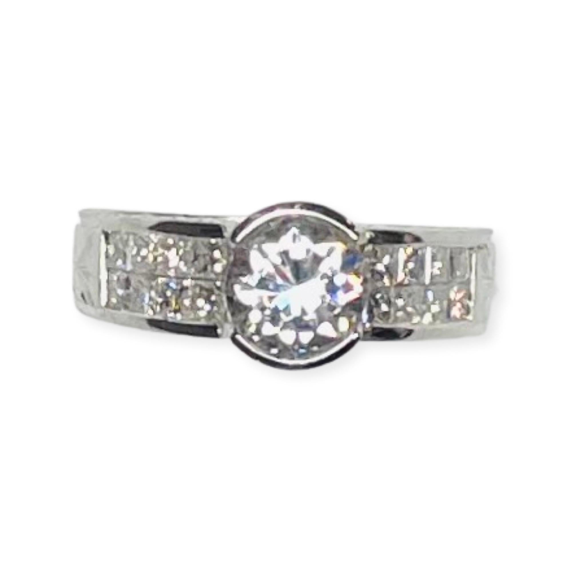 Simon G Platin Unsichtbar gefasster Diamant-Verlobungsring (Carréschliff) im Angebot