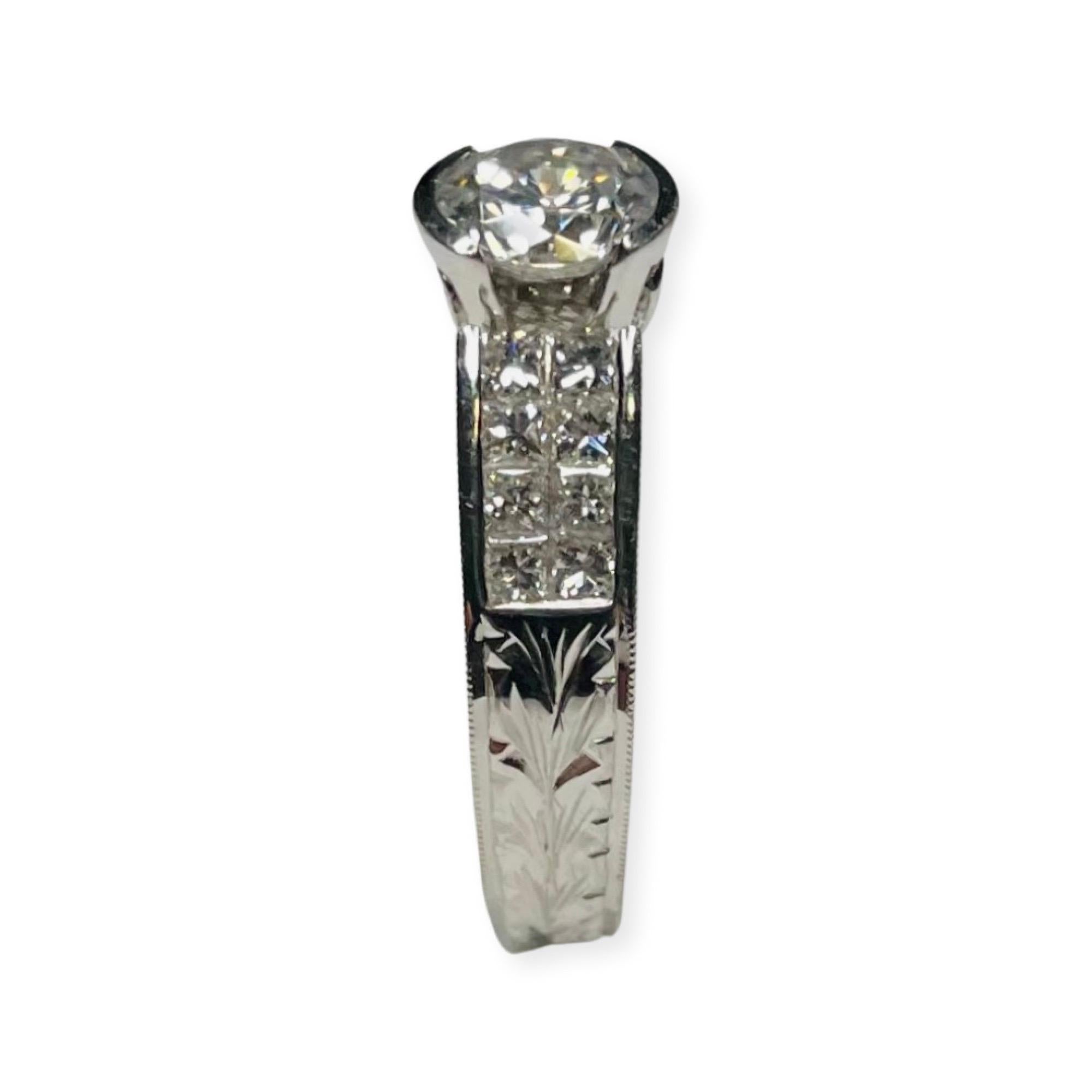 Simon G Platin Unsichtbar gefasster Diamant-Verlobungsring im Zustand „Neu“ im Angebot in Kirkwood, MO