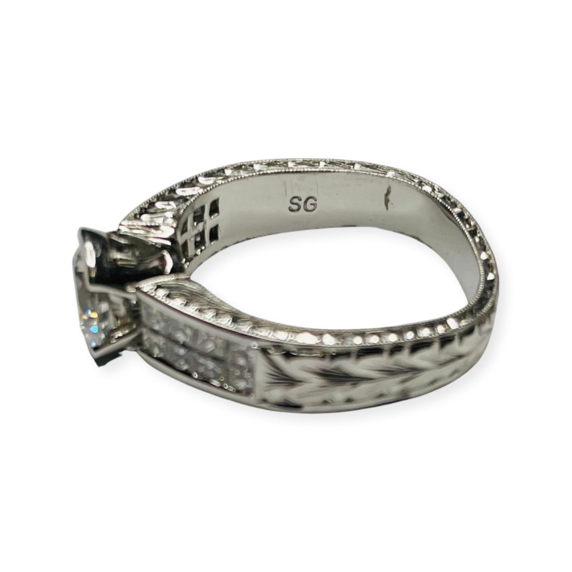 Simon G Platin Unsichtbar gefasster Diamant-Verlobungsring im Angebot 2