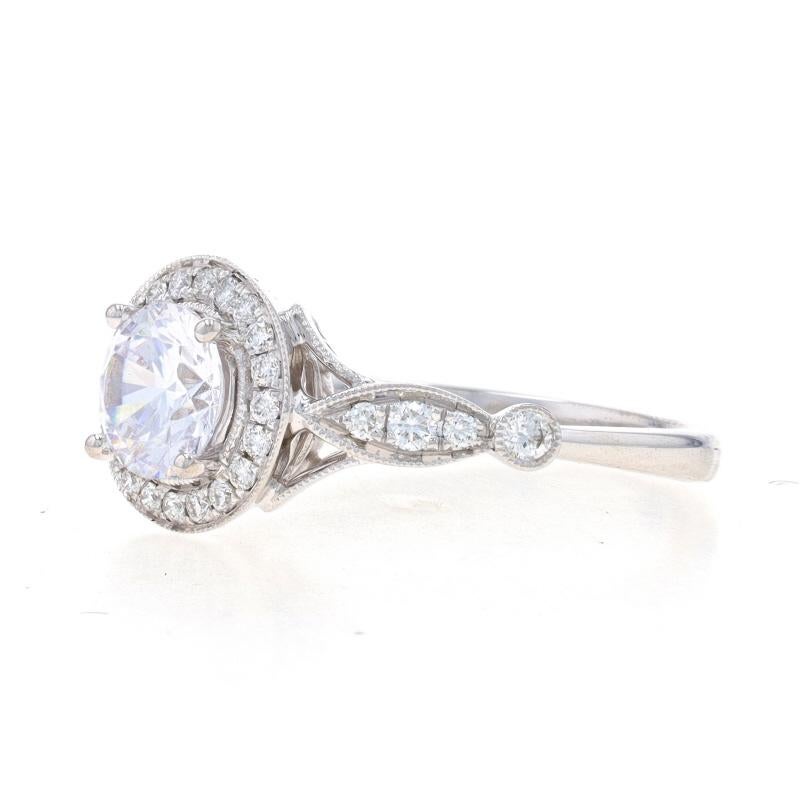 Women's Simon G. Semi-Mount Halo Engagement Ring White Gold 18k CZ Dias .26ctw fits ~6mm For Sale