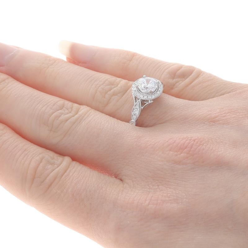 Simon G. Semi-Mount Halo Engagement Ring White Gold 18k CZ Dias .26ctw fits ~6mm For Sale 1