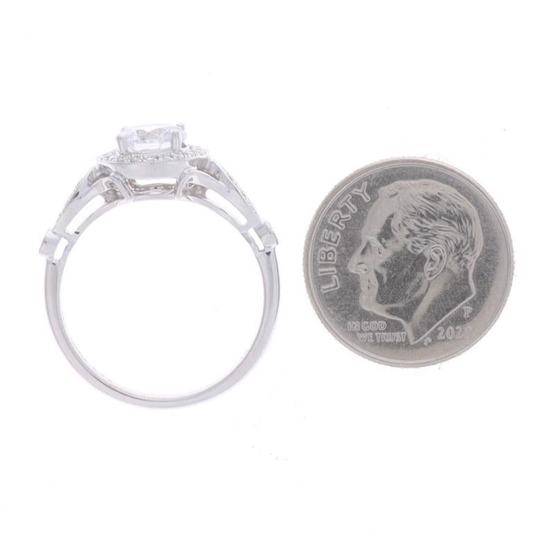Simon G. Semi-Mount Halo Engagement Ring White Gold 18k CZ Dias .26ctw fits ~6mm For Sale 2