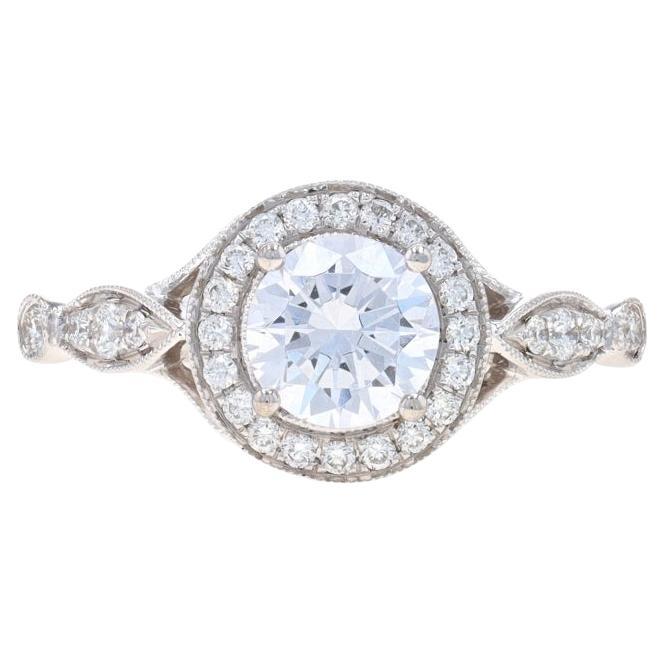 Simon G. Semi-Mount Halo Engagement Ring White Gold 18k CZ Dias .26ctw fits ~6mm