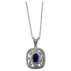 Simon G. TP201 18K White Gold Sapphire and Diamond "Duchess" Necklace