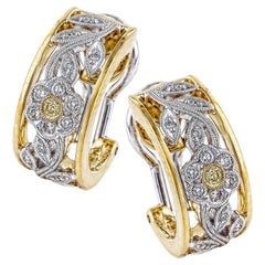 Simon G Trellis 18K Yellow Gold & White Gold Earrings with 0.27cts of Diamonds