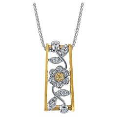 Simon G Trellis Halskette mit Blumenanhänger aus 18 Karat Gelb- und Weißgold mit Diamanten