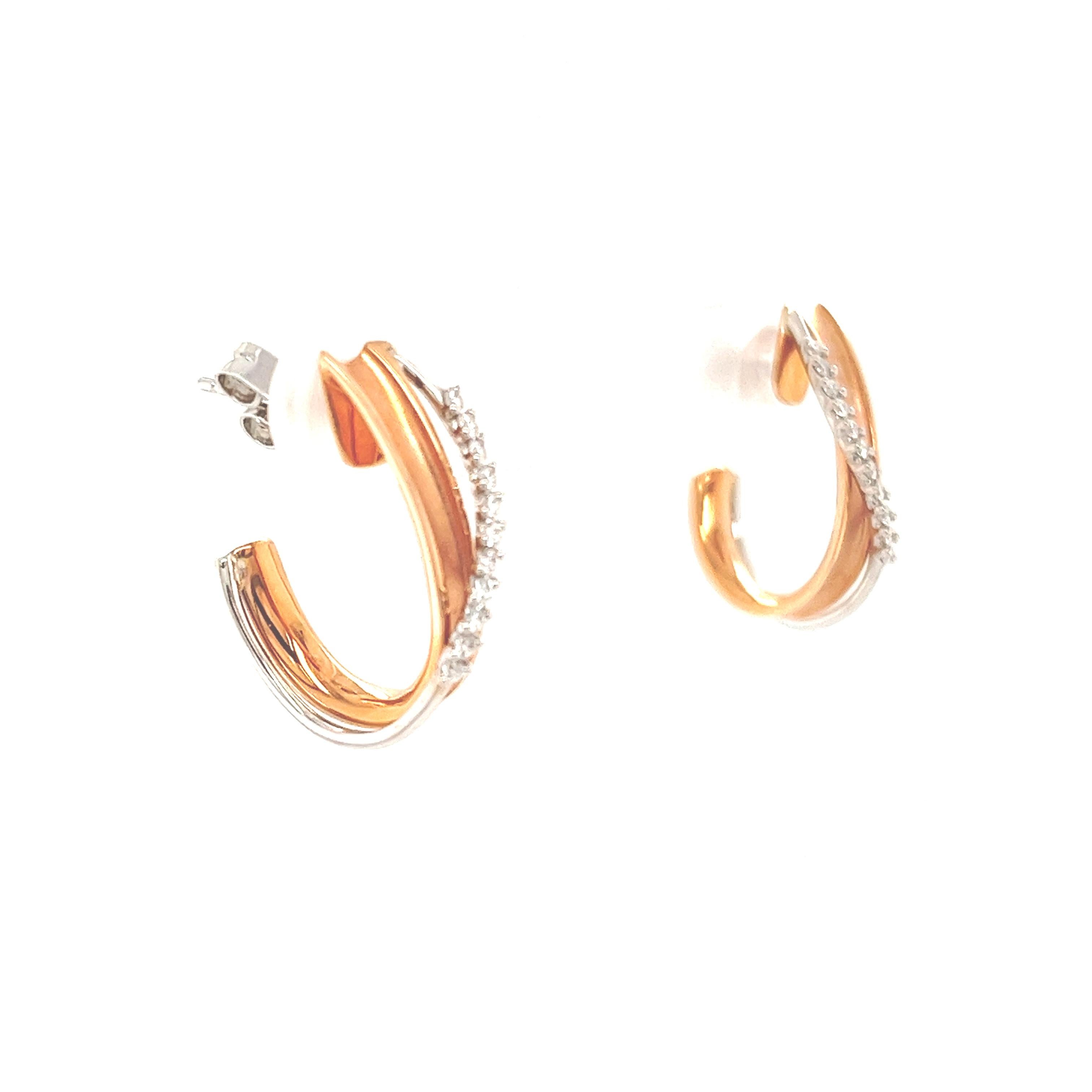 Simon G Vintage inspirierte Ohrringe aus 18 Karat Roségold und Weißgold mit 0,19 Karat Diamanten im Angebot 10