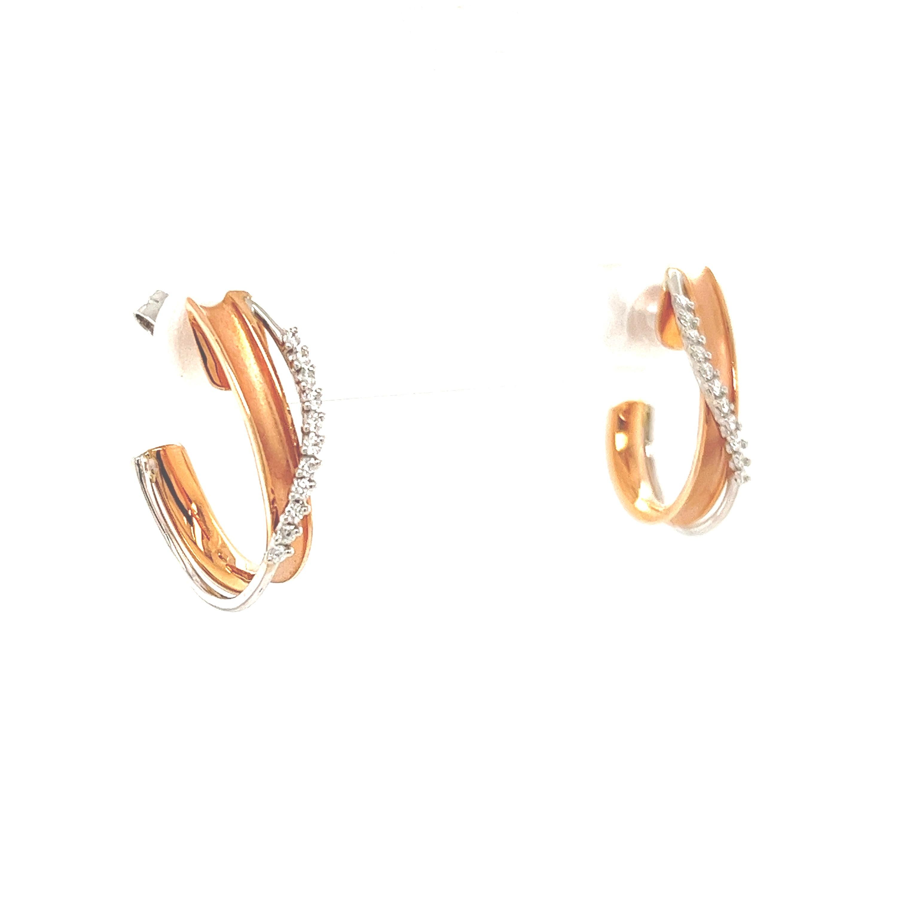 Simon G Vintage inspirierte Ohrringe aus 18 Karat Roségold und Weißgold mit 0,19 Karat Diamanten im Angebot 11