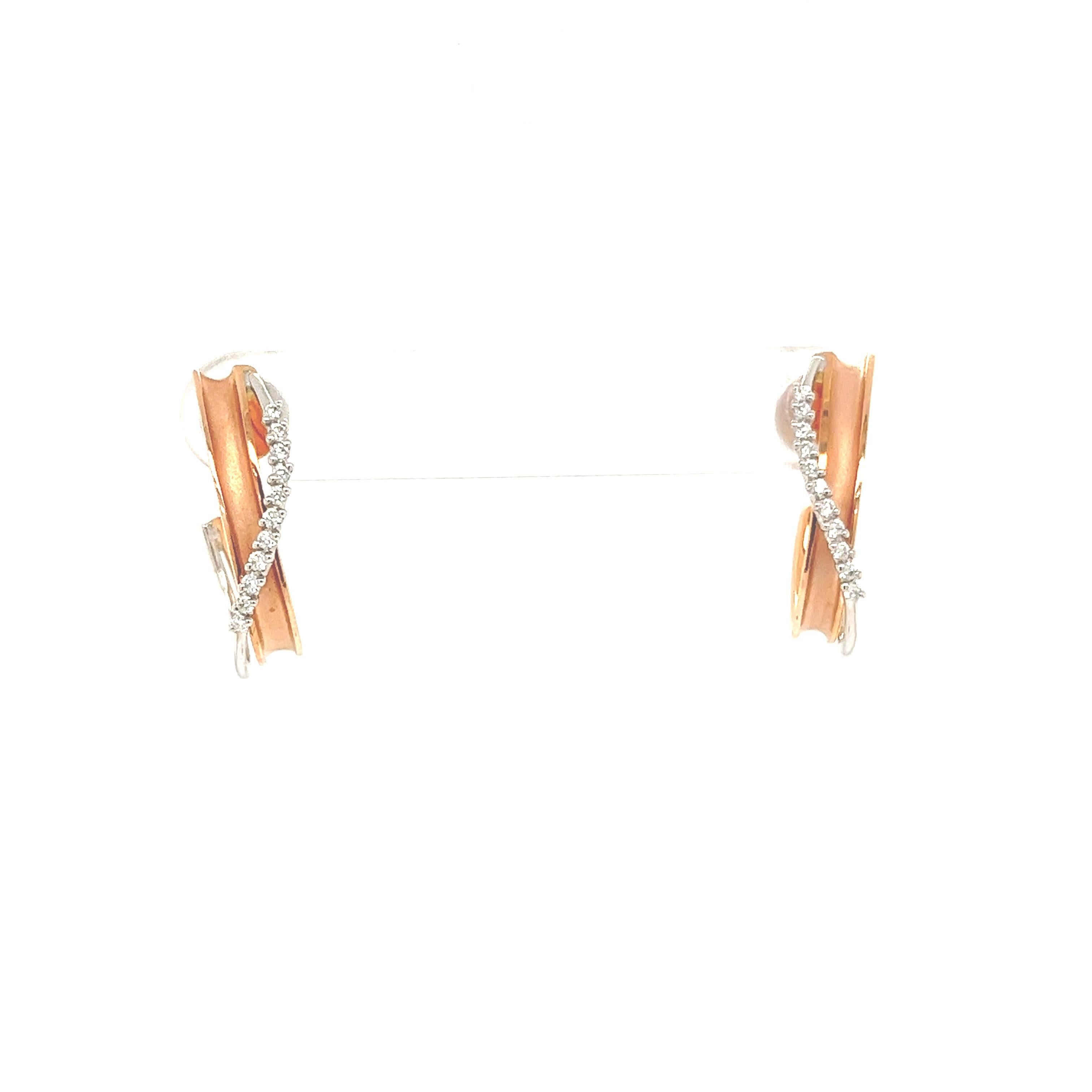 Simon G Vintage inspirierte Ohrringe aus 18 Karat Roségold und Weißgold mit 0,19 Karat Diamanten im Angebot 12