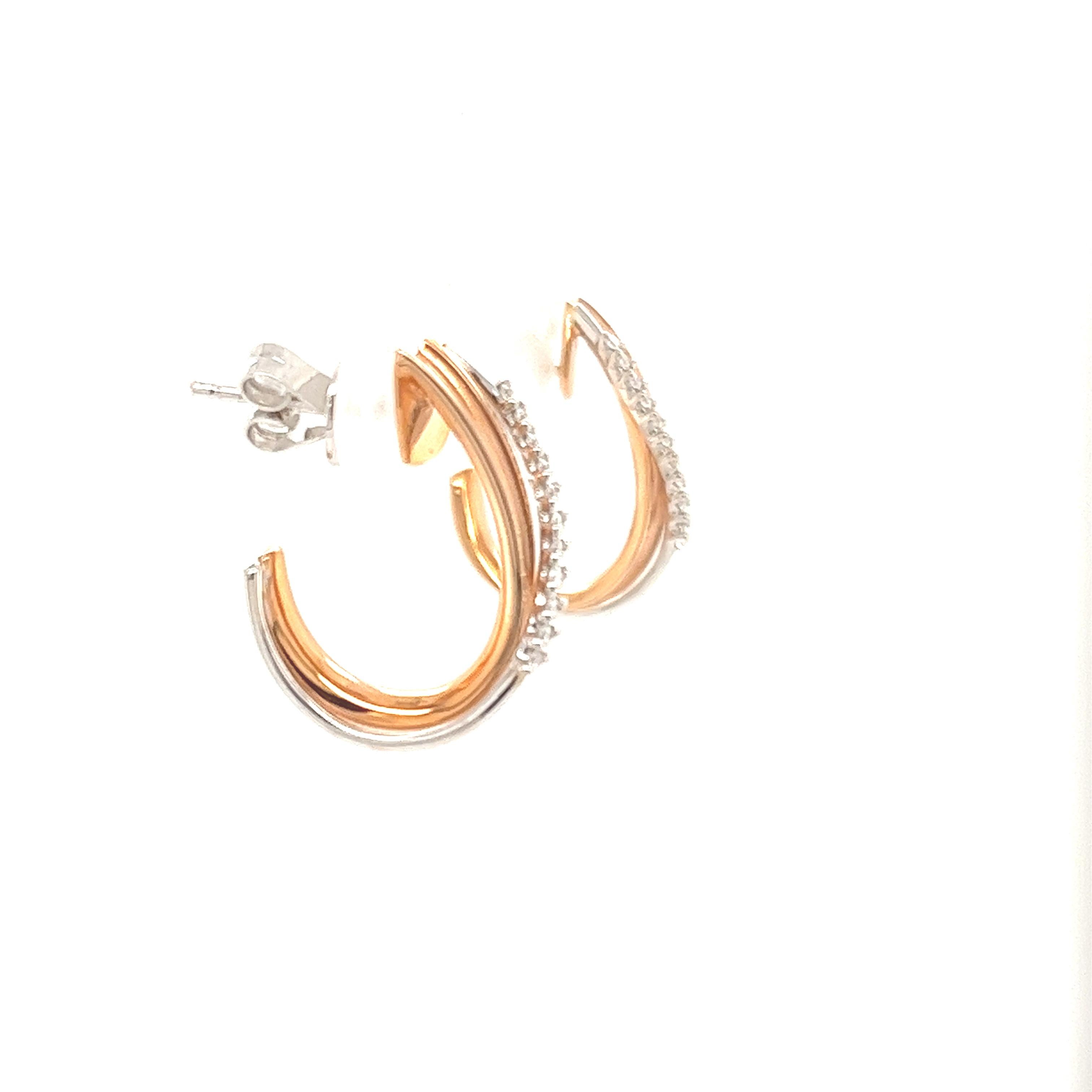 Simon G Vintage inspirierte Ohrringe aus 18 Karat Roségold und Weißgold mit 0,19 Karat Diamanten (Moderne) im Angebot