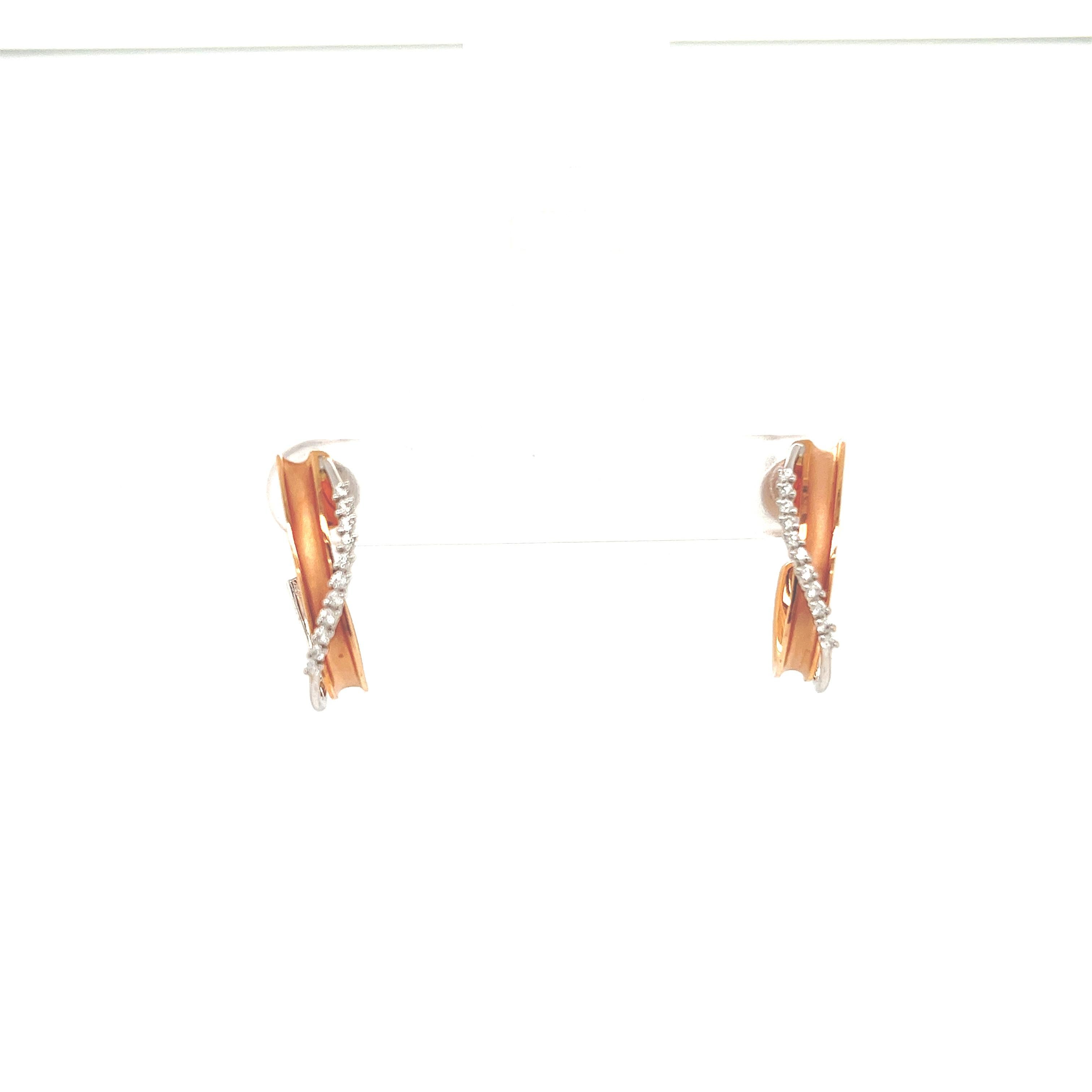 Simon G Vintage inspirierte Ohrringe aus 18 Karat Roségold und Weißgold mit 0,19 Karat Diamanten (Brillantschliff) im Angebot